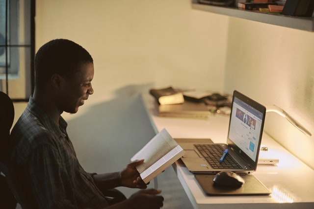 Student in front of a laptop