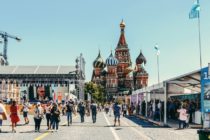 People Walking Near St Basil's Cathedral In Moscow