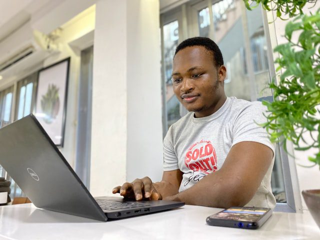 Man working on laptop