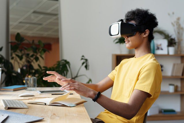 Boy using VR technology