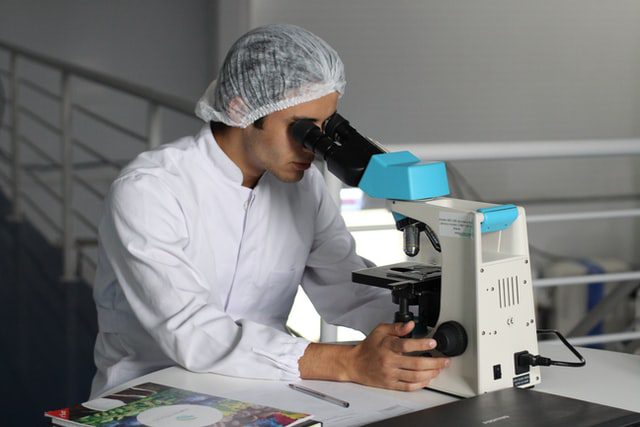 A health studies man in lab
