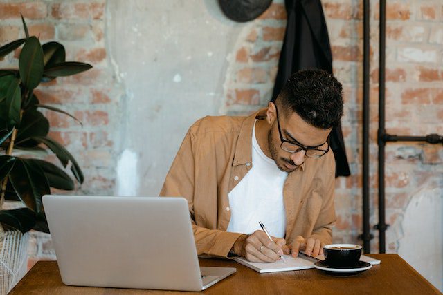 A man writing
