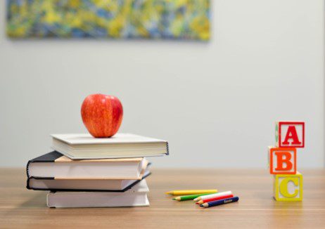 apple with education books