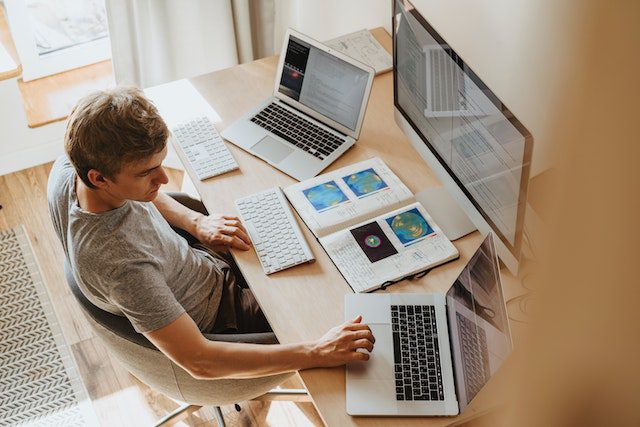 Student in front of laptop