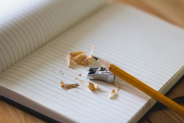 Unsplash - Pencil shavings on a notebook