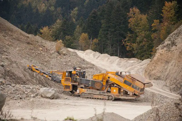 Industrial crusher machine in quarry