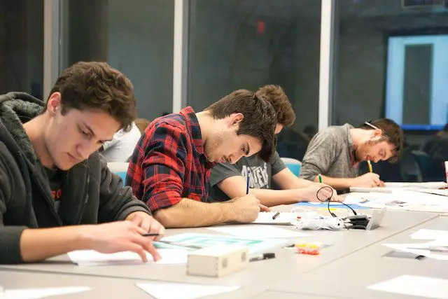 Students writing