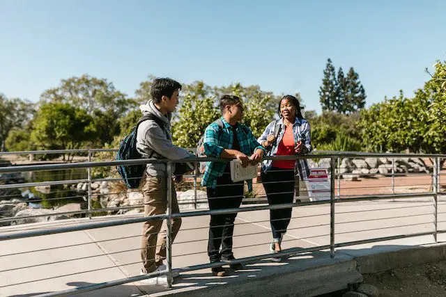Pexels - College students standing on a footbridge