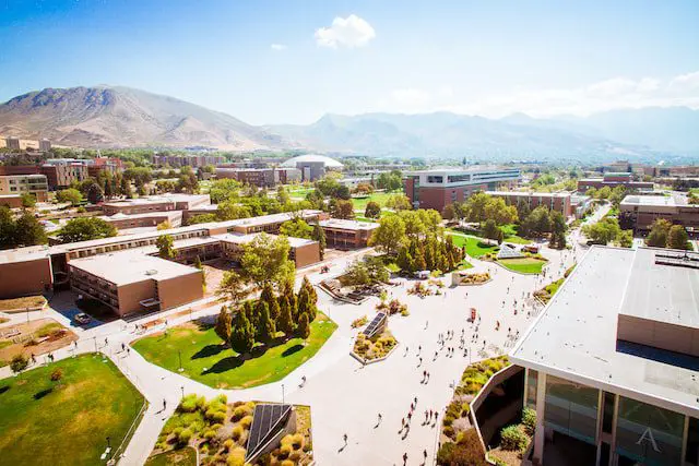 Aerial view of a university