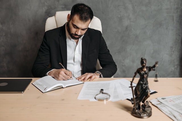 A lawyer writing