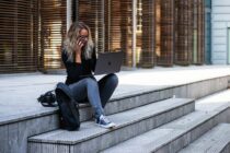 Pexels - Woman Sitting on Stairs While Using Laptop