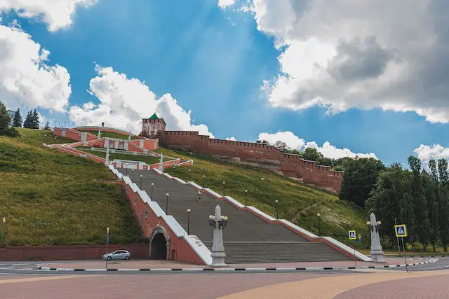 Exterior of old castle near stairs