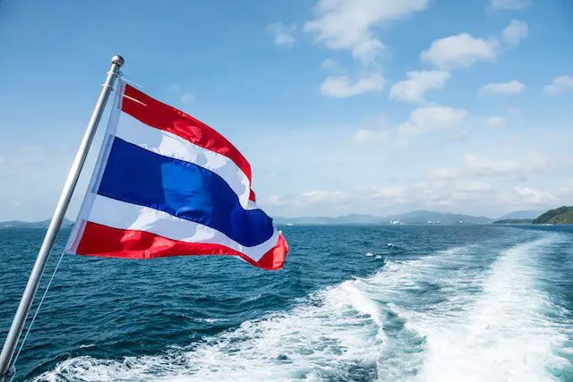 Trace Behind a Ship Under Thailand Flag