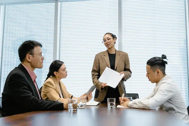 Work people during meeting