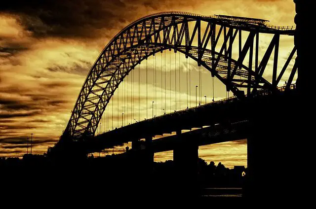 bridge silhouette sunset dusk