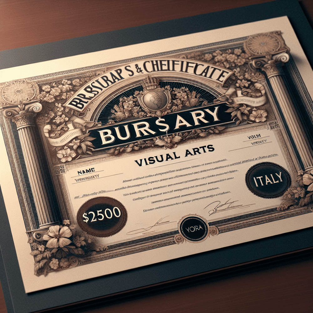 $2500 Visual Arts Bursary Italy 2024