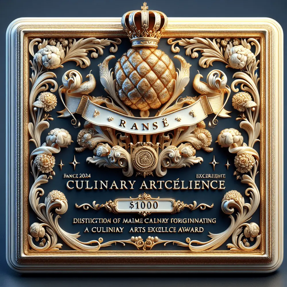 $1000 Culinary Arts Excellence Award France 2024