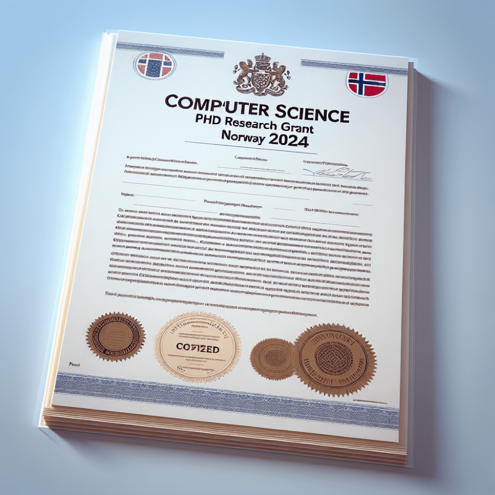 $80000 Computer Science PhD Research Grant Norway 2024