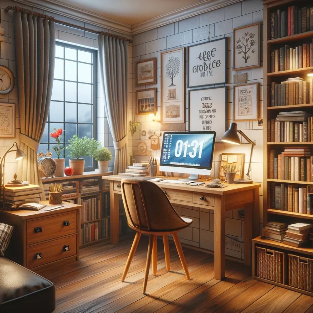 cozy and well-organized study room