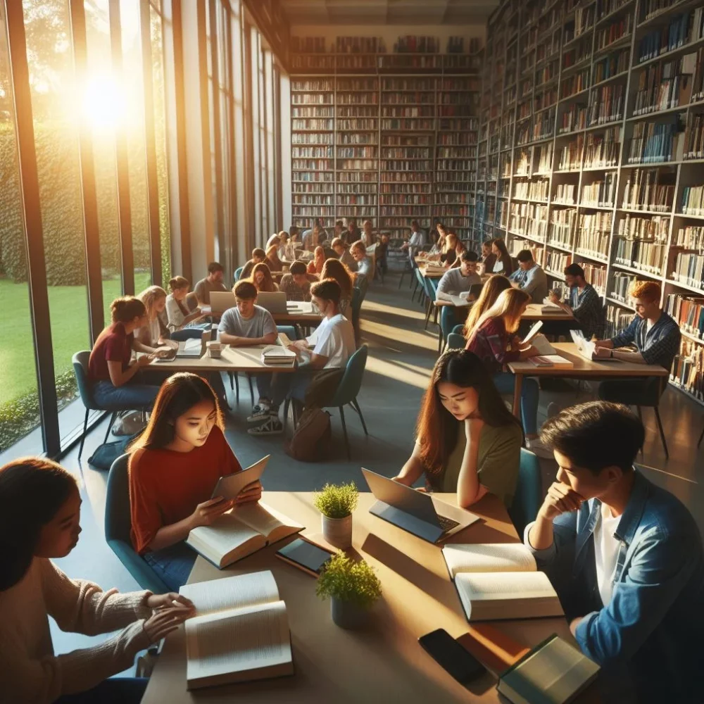 People reading in a Library