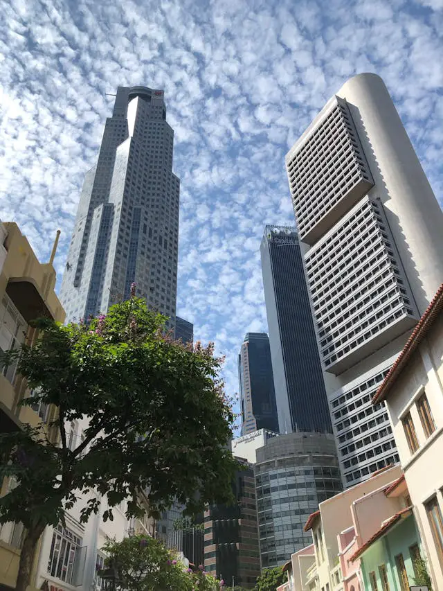 low angle photography of high rise buildings