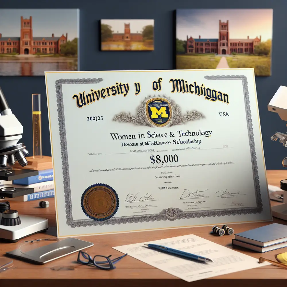 $8,000 Women in Science and Technology Scholarship at University of Michigan, USA, 2025