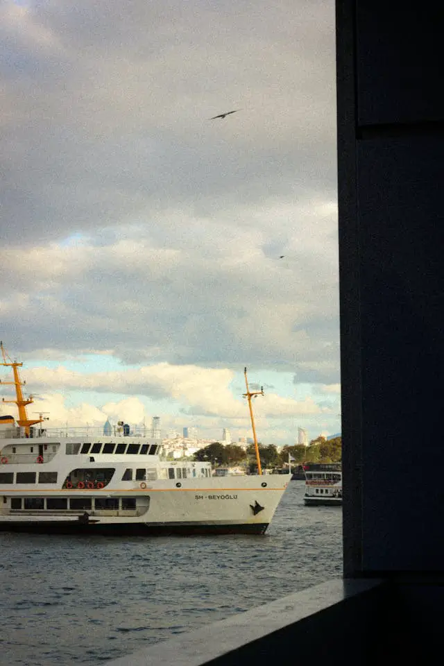 scenic istanbul ferry on bosphorus strait