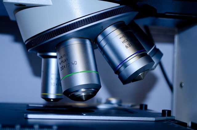 microscope slide research close up