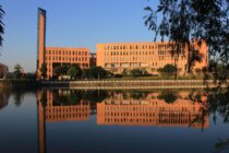 university building campus lake