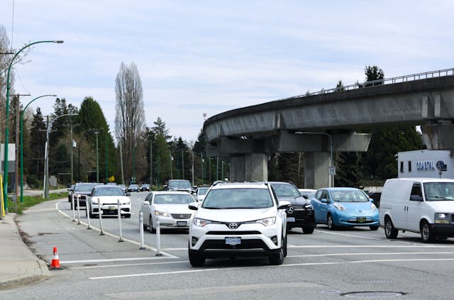 urban traffic scene in burnaby canada