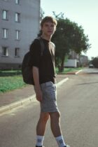 a boy wearing a backpack