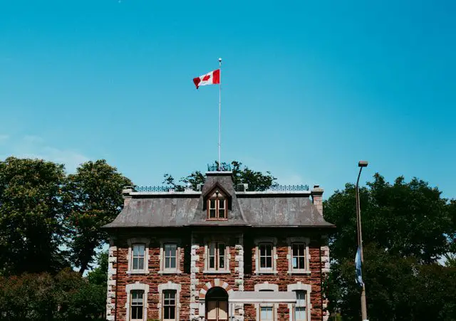 a flag on top of a building