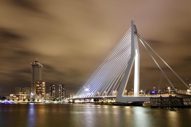 erasmus bridge evening architecture