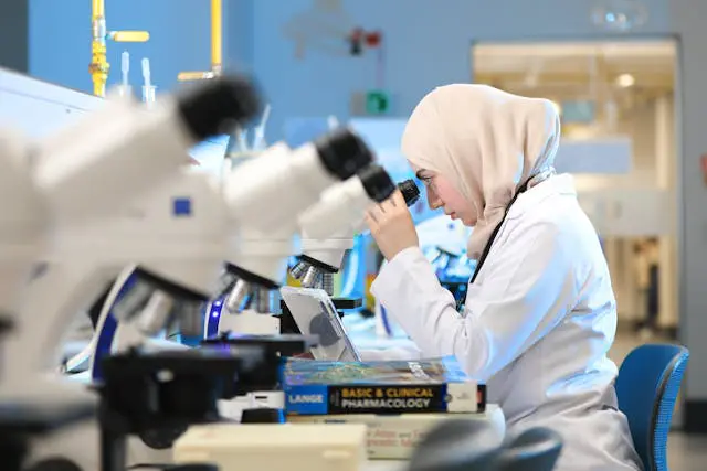 female scientist analyzing samples in laboratory