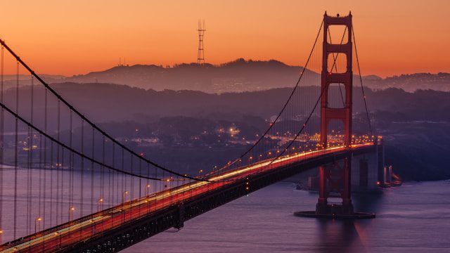 golden gate bridge during sunset