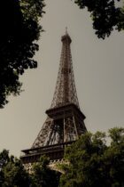 iconic eiffel tower in summer foliage