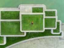 birds eyeview photo of person lying on green grass