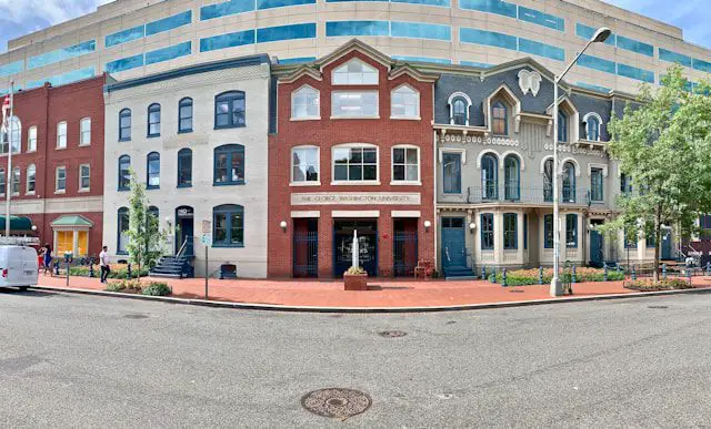 blue and brown concrete building