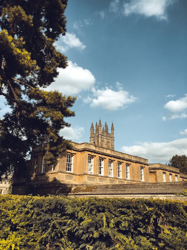 low angle shot of a university