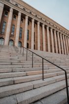 the parliament house with concrete stairs