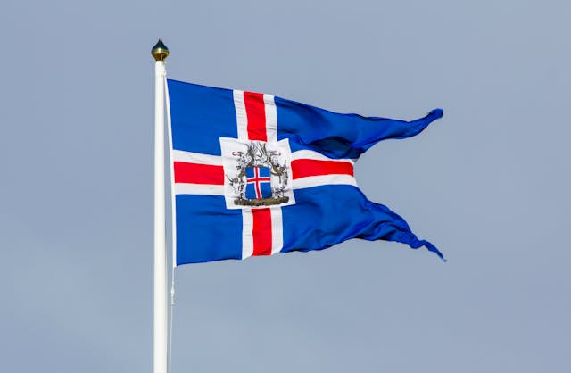 waving flag of iceland