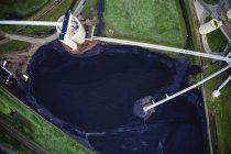 bird s eye view of asphalting works in an industrial plant