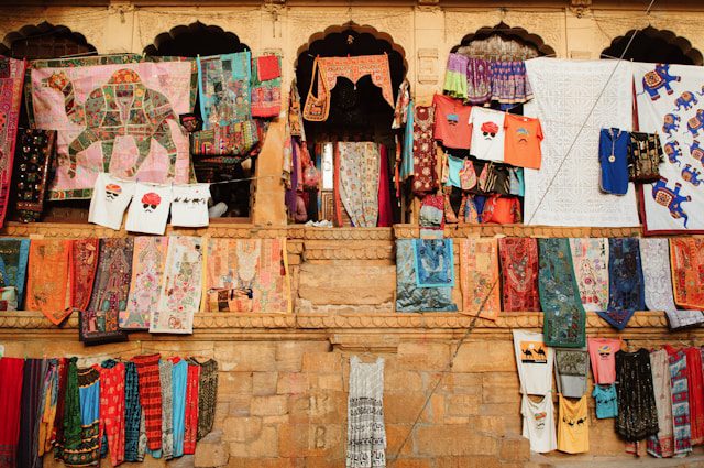hanged assorted color and print textiles