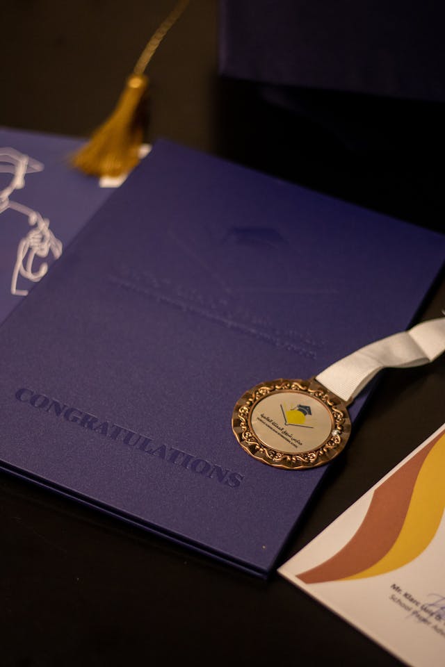 medal on diploma