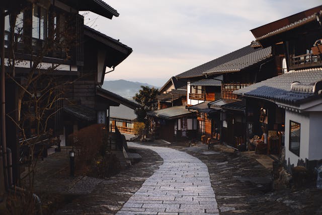 pathway between traditional houses