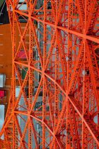 intricate orange steel structure close up